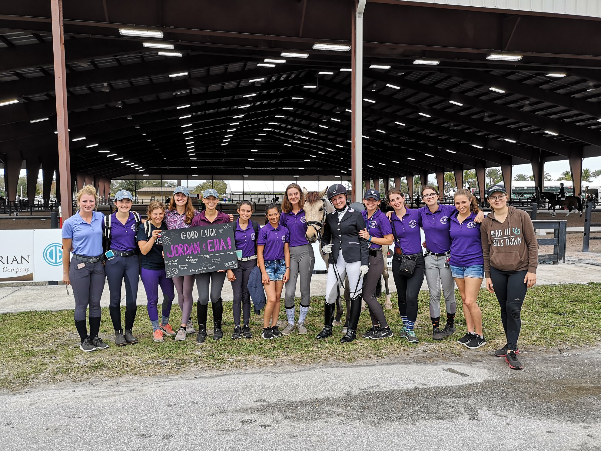 Emily Gill and Dressage students at horse show
